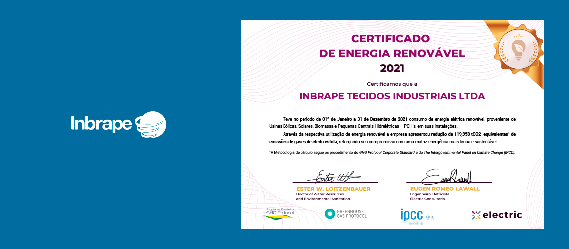 Inbrape_Certificado energia renovável 2021
